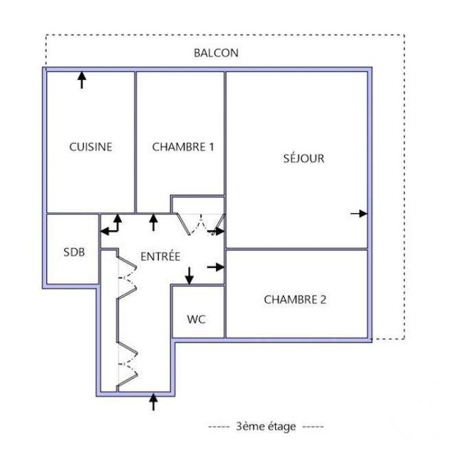Appartement T3 &agrave; louer - 3 pi&egrave;ces - 67,35 m2 - Luxeuil Les Bains - 70 - FRANCHE-COMTE